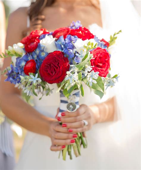 Red White And Blue Rose Bridal Bouquet