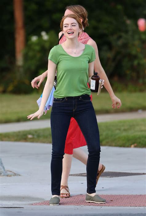 Winner of 6 academy awards! Emma Stone - 'La La Land' Set in Los Angeles, August 2015 ...