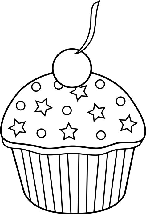 Cute Cupcake Outline To Color In Coloring Book Pages Cupcake
