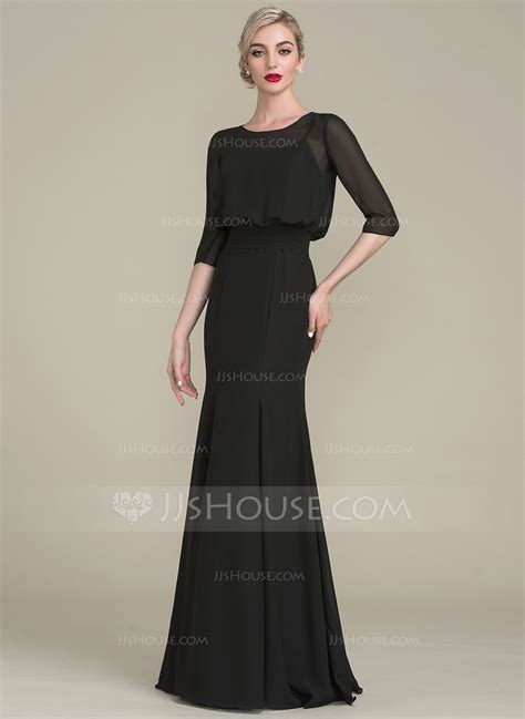 Trumpetmermaid Scoop Neck Floor Length Chiffon Mother Of The Bride