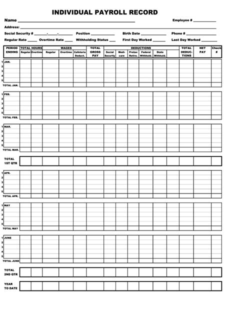 Payroll Record Form Template My XXX Hot Girl