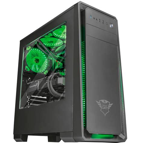 Premium processors enable gaming pcs to transmit data extremely fast, which is especially necessary in any good gaming pc to be able to keep up with the action during multiplayer online games and to quickly download pc digital games. Trust Gaming PC blæser (m/LED) Grøn - GXT 762W