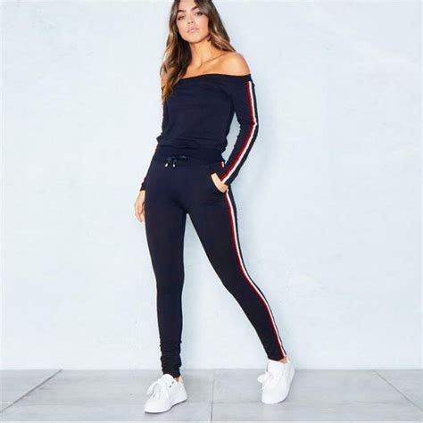 Two Piece Set Women Suit Sportswear Casual Sexy Off Shoulder Tracksuits Women Tops Pants In