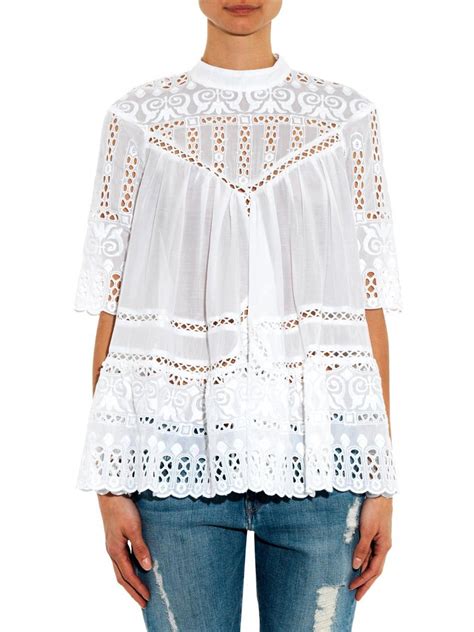 Porcelain Embroidered Smock Top Zimmermann Matchesfashion Us