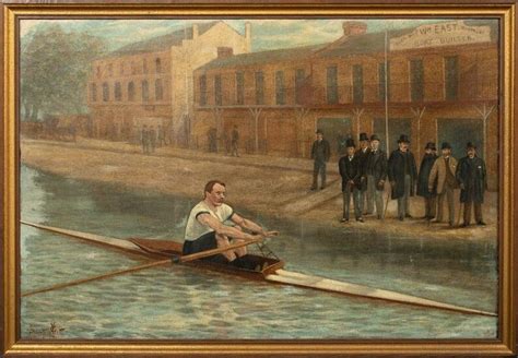 Lot Art Thames River Sculling Rower And Gentleman Oil Painting