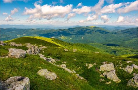 Green Rolling Hills Of Carpathian Mountains Beautiful Summer