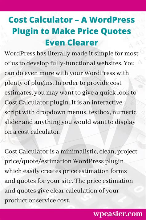 Nbdesigner lets you create and innovate the beautiful designs with some clicks. Cost Calculator - A WordPress Plugin to Make Price Quotes Even Clearer | Wordpress plugins ...