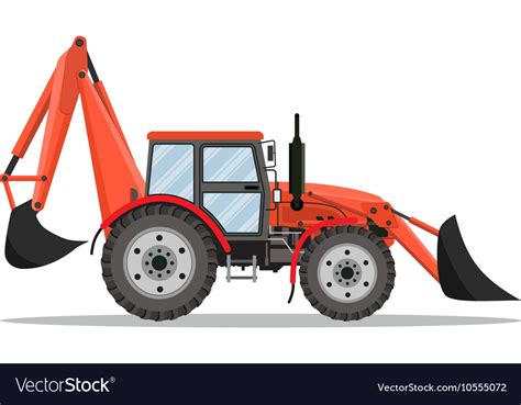 Tractor Excavator Bulldozer Icon Royalty Free Vector Image