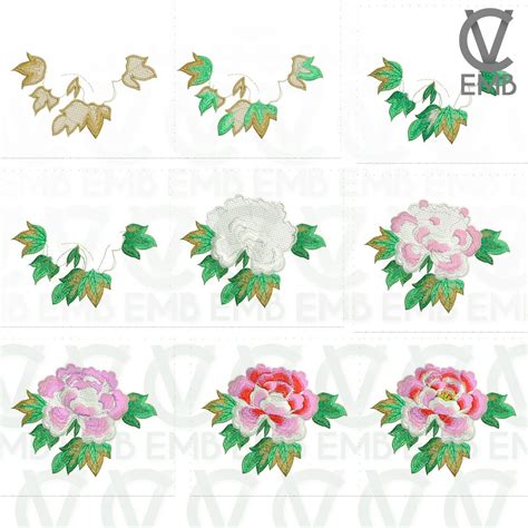 FSL Peony Flower Machine Embroidery Design Instant Etsy