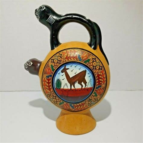 Dining Vintage Cusco Peru Liquor Pitcher Inca Style Pitcher Jaguar