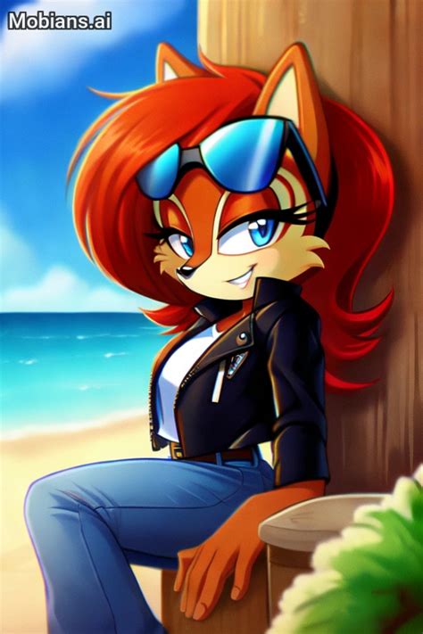 Sally Acorn Black Leather Jacket With Sunglasses By Sonichedgehog02 On