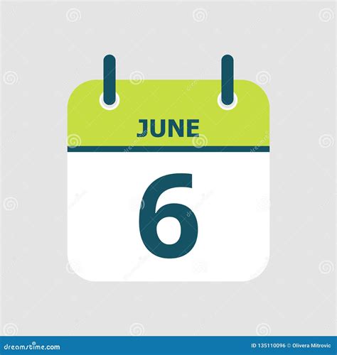 Calendar 6th Of June Stock Vector Illustration Of Icon 135110096