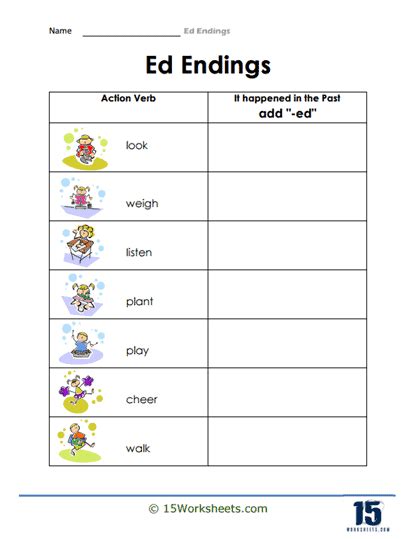 Ed Endings Worksheets 15