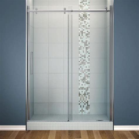 Complete the enclosure with a trendy bath door or screen for a beautifully modern look. MAAX Halo 59 in. x 78-3/4 in. Semi-Framed Sliding Shower ...