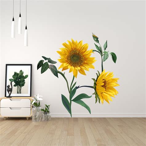 Sunflower Sticker Wall Decal 3d Designs Vinyl Home Etsy