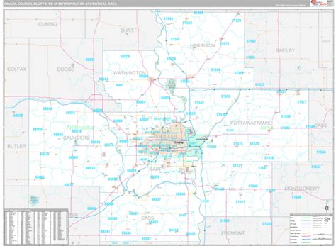 Omaha Council Bluffs Metro Area Ne Zip Code Maps Premium