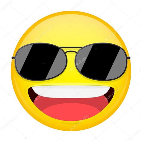 Happy Emoji Smirk Emotion Cool Guy With Sunglasses Emoticon Vector