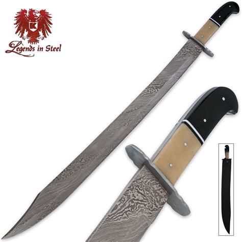 Legends In Steel Genuine Bone And Buffalo Horn Damascus Scimitar Sword