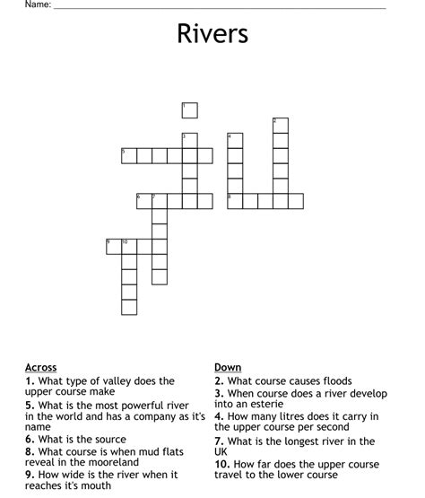 Rivers Crossword Wordmint