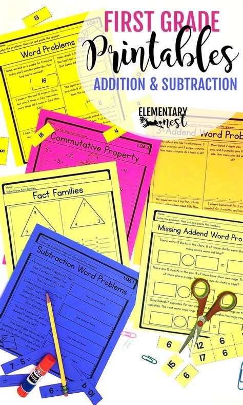 First Grade Math Math Worksheets For Addition And Subtraction