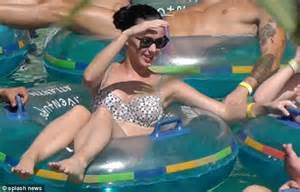 Katy Perry Surrounded By Men As She Floats Around Pool In