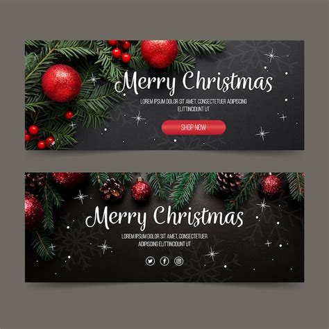 Christmas Banners Template With Photo Free Vector