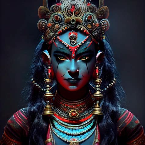 déesse kali portrait illustration dieu hindou mahakali bhadrakali ou kalika photo premium