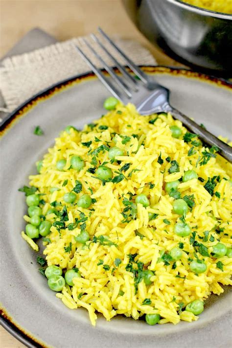 Wash rice gently and soak it for at least 15 minutes prior to cooking. Simple Turmeric Rice with Peas · Erica's Recipes · easy ...