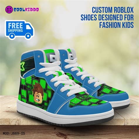 Roblox Character High Top Leather Blue And Green Shoes Casual Sneakers