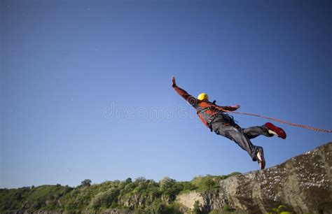 Jump Off A Cliff With A Rope Stock Image Image Of Male Fear 71708507