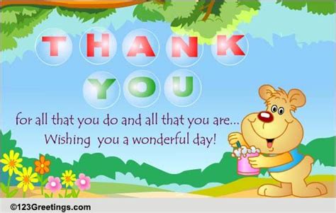 Thank U And Wish You A Wonderful Day Free For Everyone Ecards 123
