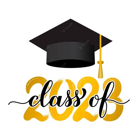 Premium Vector Class Of 2023 Lettering With Graduation Hat
