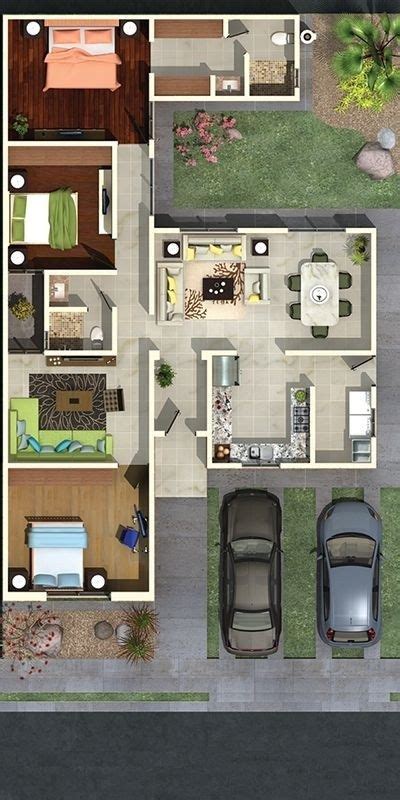 Plano De Casa Residencial Sencilla Con 3 Habitaciones Ingenieria