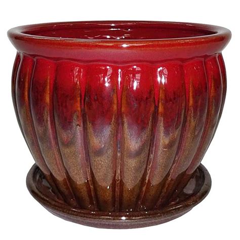 Garden Treasures 622 In X 571 In Brown Red Ceramic Planter At