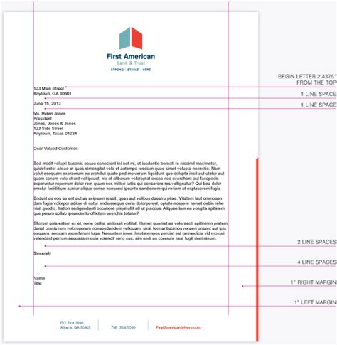 Companies use letterhead when sending correspondence to employees, vendors, suppliers, customers. Correspondence - First American Bank & Trust