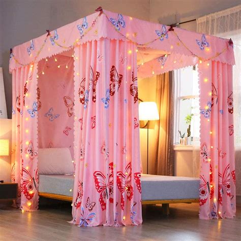 Mengersi Princess Butterfly Canopy Bed Curtains For Girls
