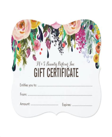 Salon Gift Certificate Template Free Printable