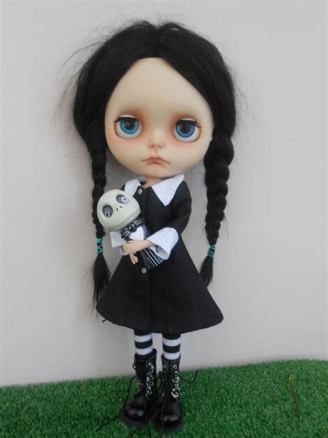 custom blythe doll wednesday addams blythe dolls gothic dolls cute