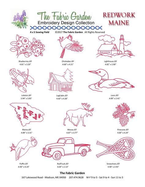 We have several compatible formats: Maine Themed Redwork Embroidery CD - 12 Designs - JEF Format