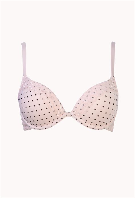 Lyst Forever Moderate Polka Dot Pushup Bra In Pink