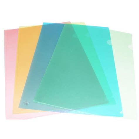L Shape Clear Folders Colorful And Transparent Pack Of 20 Only Bulk