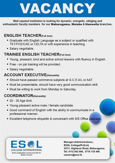 Contoh Job Vacancy In English