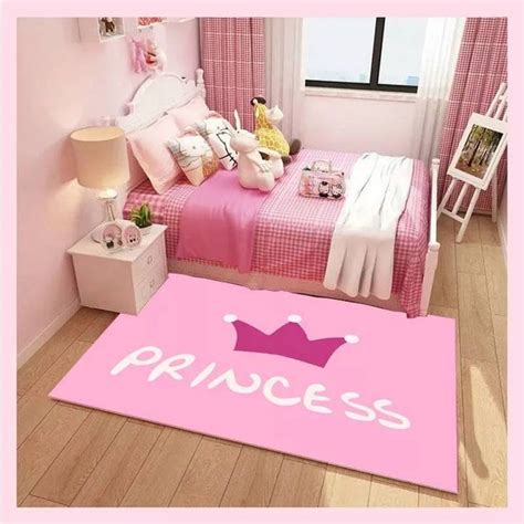 Pink Princess Bedroom Rug Girls Mat Mat Kids Room Pink Etsy Pink