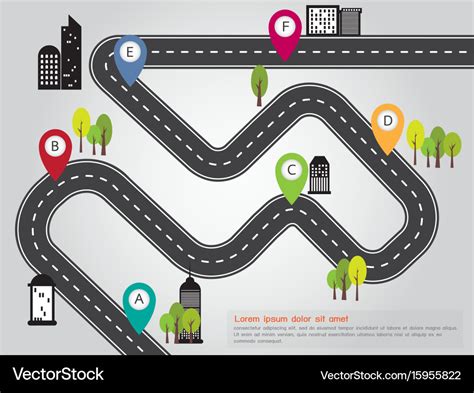 City Location Road Map Info Graphic Royalty Free Vector