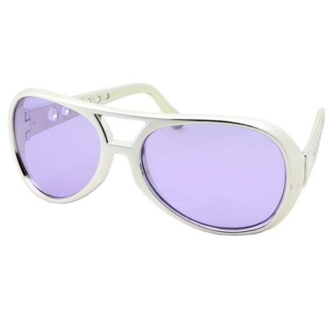 Purple 50s 60s Rock Star Sunglasses Elvis Style Aviator Glasses Mens