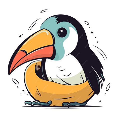 Premium Vector Cute Cartoon Toucan Sitting On A Nest Vector Illustration