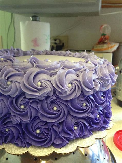 Purple Ombre Rosette Cake Decorated Cake By Alyssa Cakesdecor