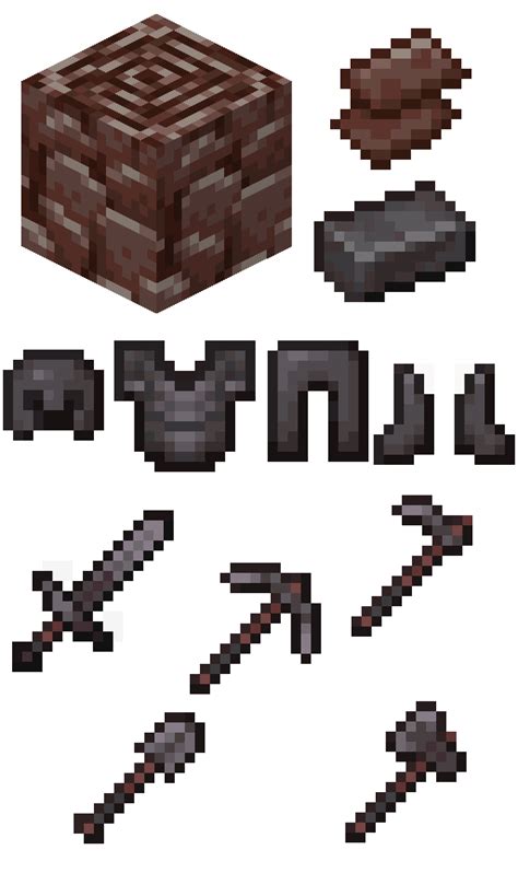 All Of The New Netherite Materials Armor Tools And Weapons R