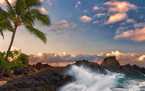Download Wallpapers 3840x1200 Maui Hawaii Pacific Ocean Rock