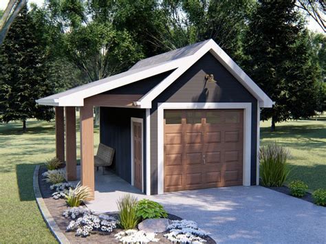 050g 0085 1 Car Garage Plan With Covered Porch And Country Styling